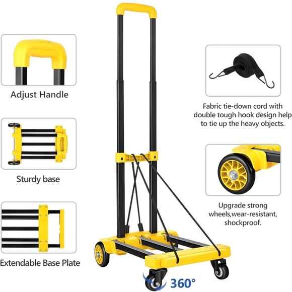Folding Hand Truck, 290 lbs Heavy Duty Dolly Cart Solid Moving Utility Cart - Picture 3 of 6